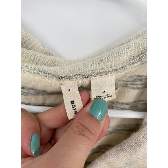 Moth Cowl Neck Pullover Gray Stripe Sheer Sleeve Sweater Size Medium - Picture 4 of 10